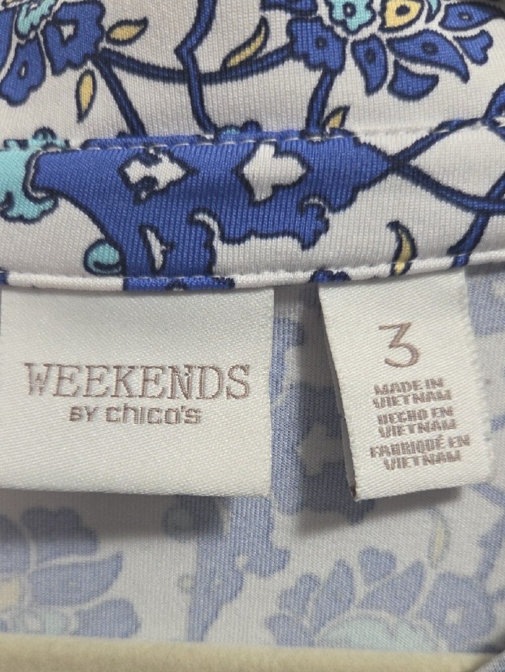 Chico's Weekends Knit Floral Polo Top - Picture 2 of 5